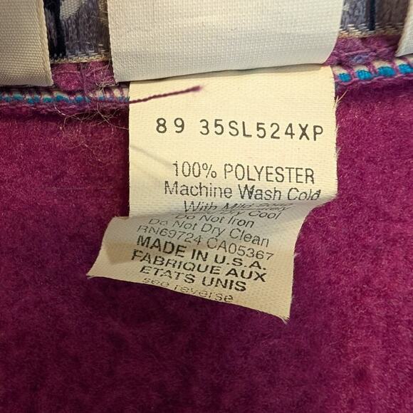Vintage Columbia Fleece Jacket Y2K Pink Turquoise Purple Casual Layer - Size S - Picture 10 of 10